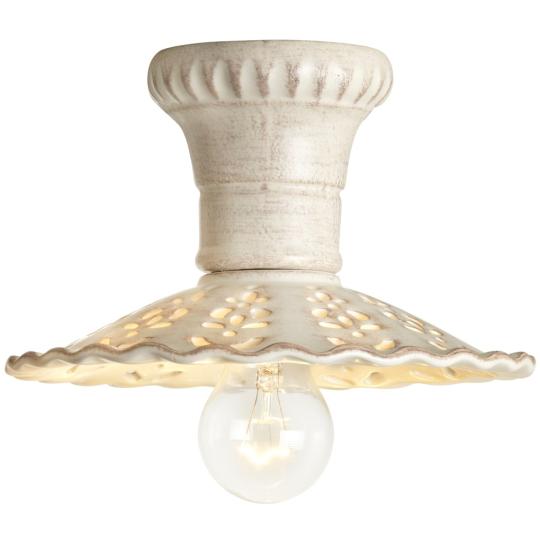 mediteransky stropny luster biely nizka svetla vyska keramicky tienidlo rustikalny vintage klasicky romanticky osvetlenie cipkovany dierovany elegantny patinovy vikendovy panstvo.jpg